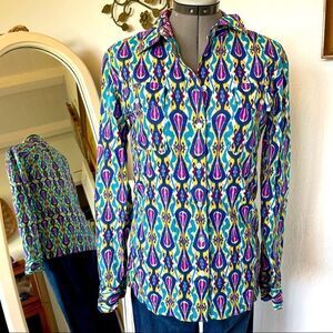Jones New York cotton ikat print shirt